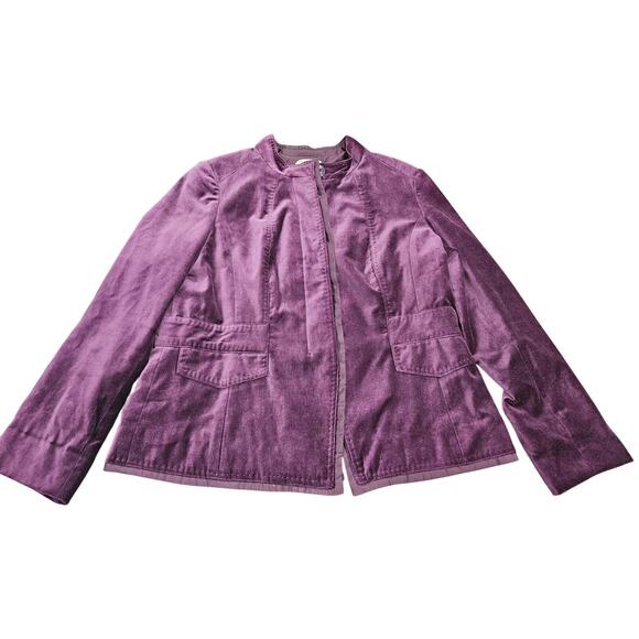 Coldwater Creek Purple Velvet Jacket Women’s Sz 16 Zip Front Classic Jewel tones - Picture 1 of 6